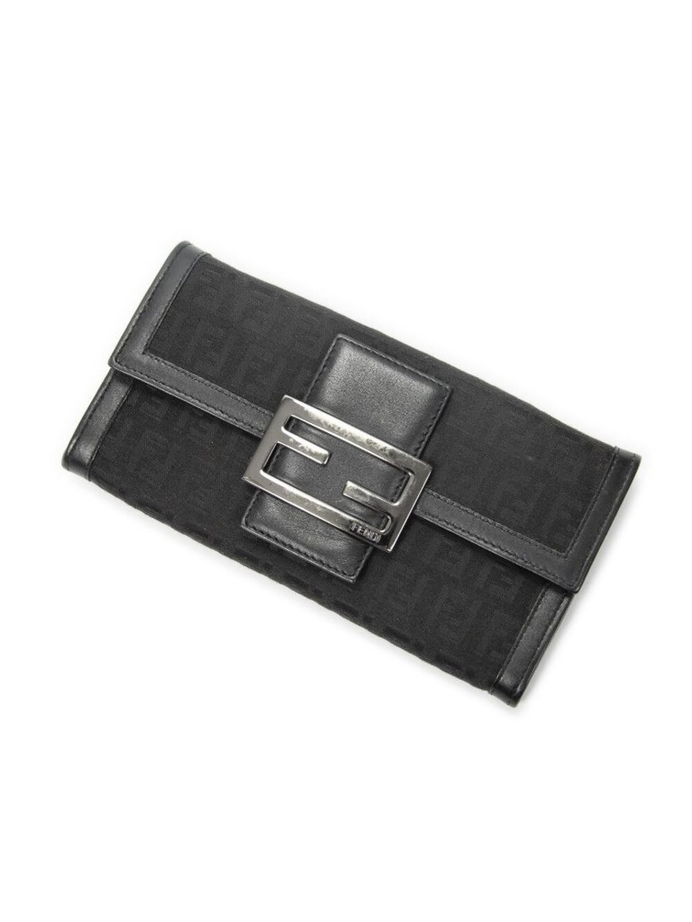 Fendi Vivian Wallet Black Zucchino Canvas